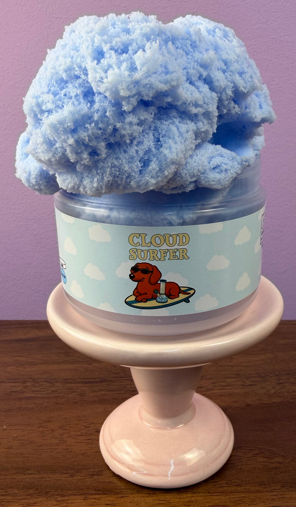 light blue cloud slime with plastic cloud charm with blue cloud clay sprinkles with blue glitter texture