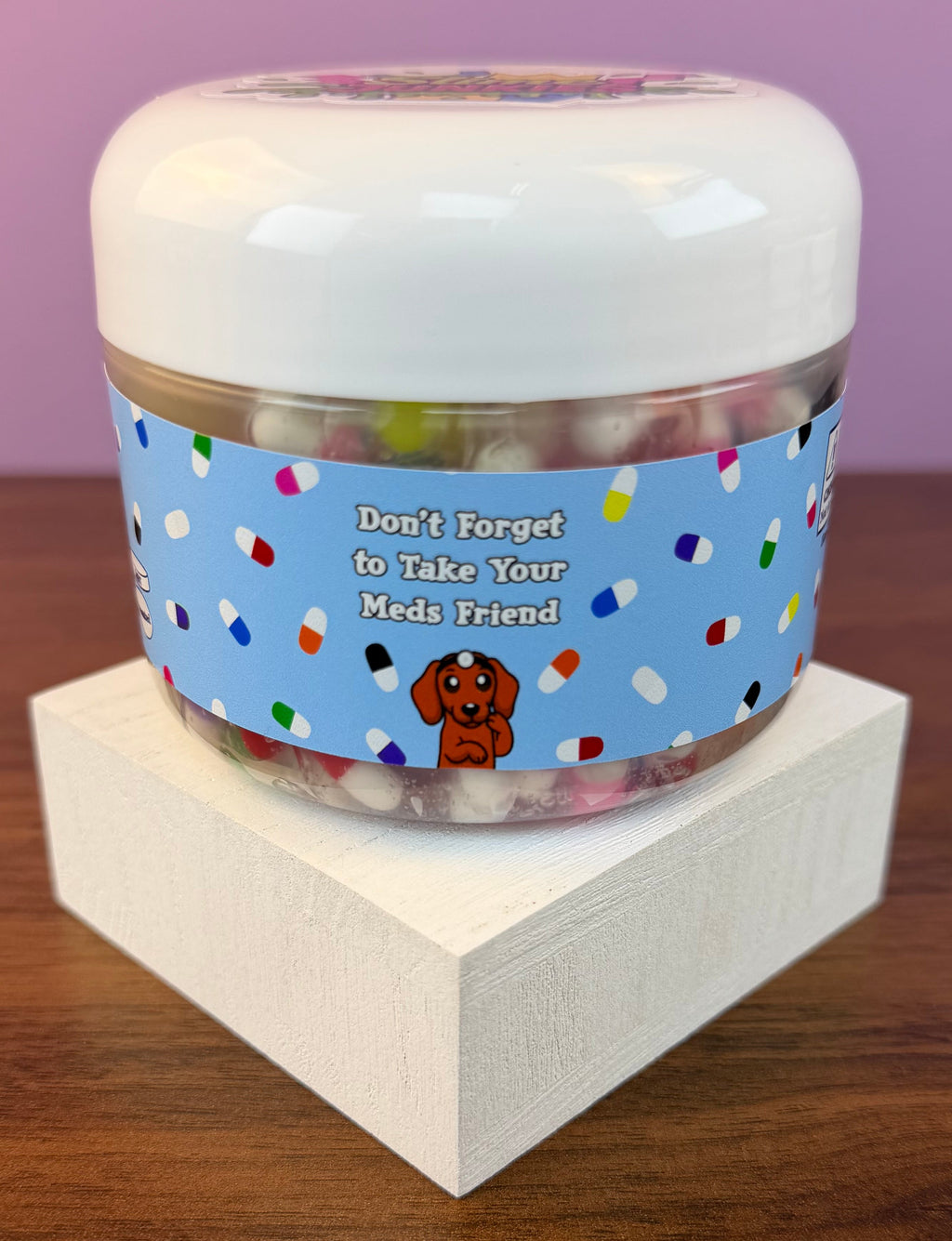 clear crunch bomb slime packed full with mini fake pills texture