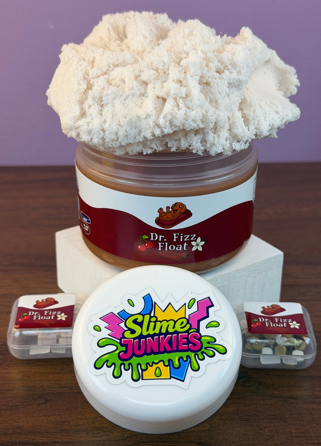 light brown coated clear slime with white cloud slime with fake sprinkles and fake ice texture