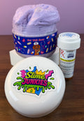 light purple ultra thick slime with a mix of medical themed clay sprinkles texture