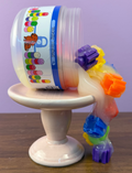 clear crunch bomb slime with plastic building blocks texture